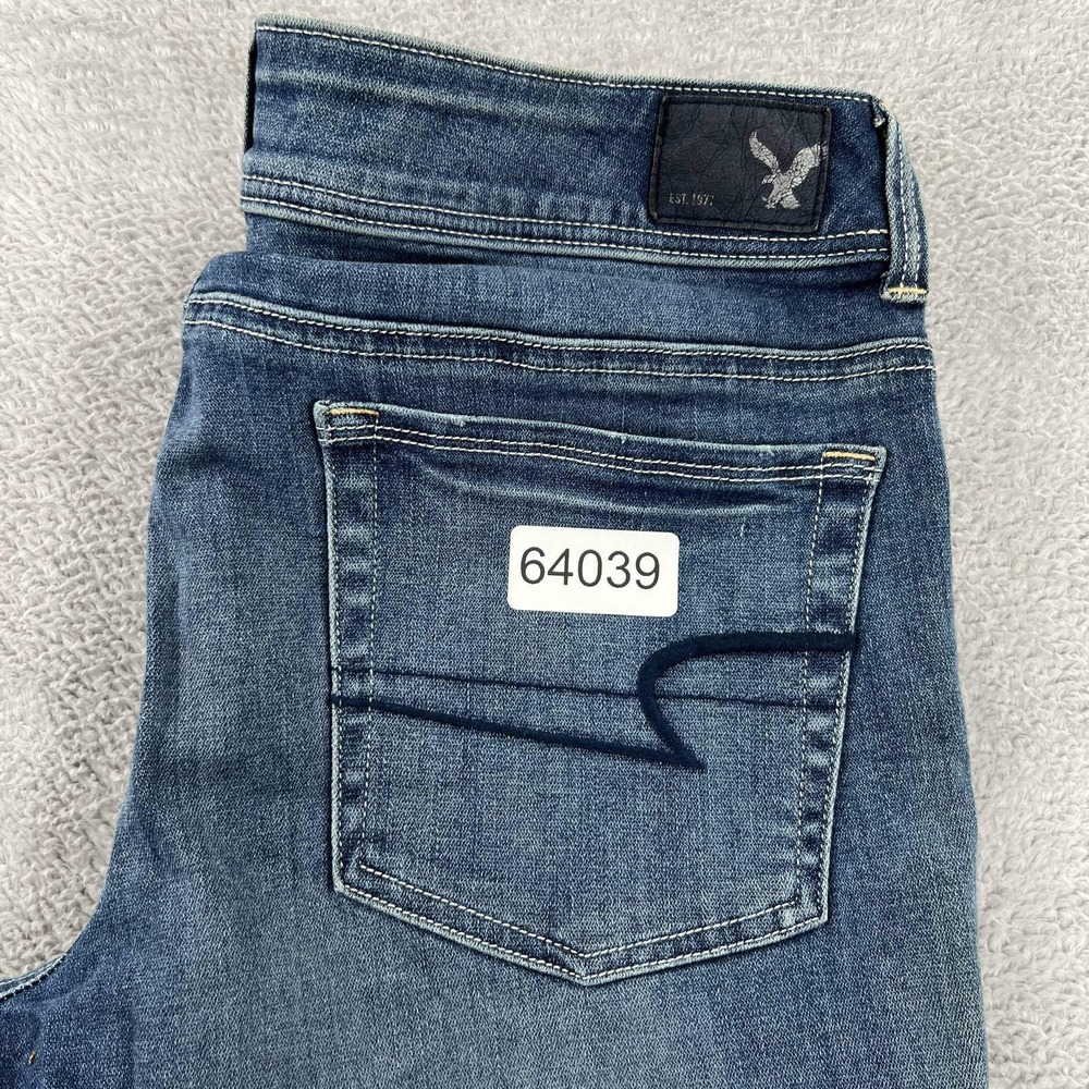 American Eagle Kick Boot Jeans Womens 12 Super Stretch Blue Flare Denim Bootcut - Picture 11 of 11